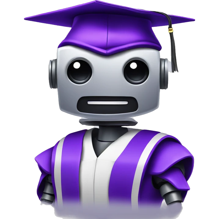 robot graduating high school in purple emoji