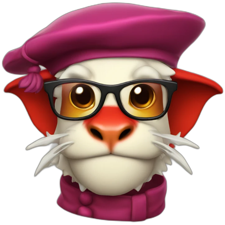 Red dragon with glasses and beret emoji