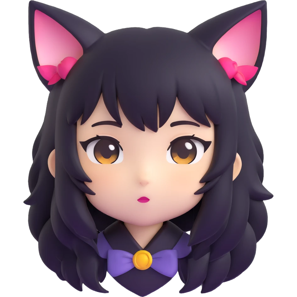 chibi anime catgirl face, playful emoji