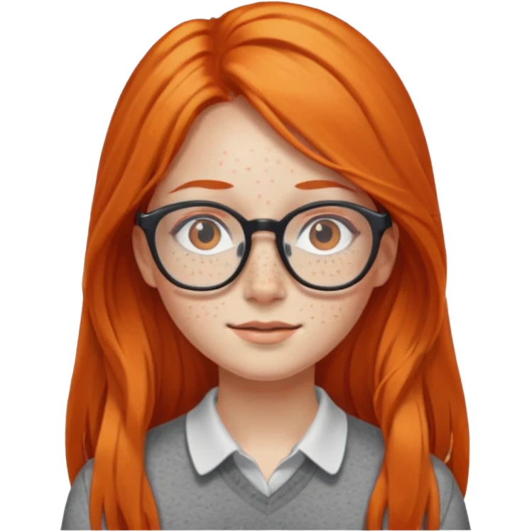 Girl with long orange hair and glasses emoji