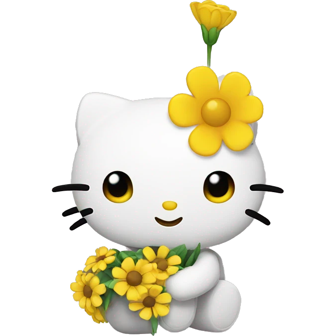 Hello kitty holding yellow flowers  emoji