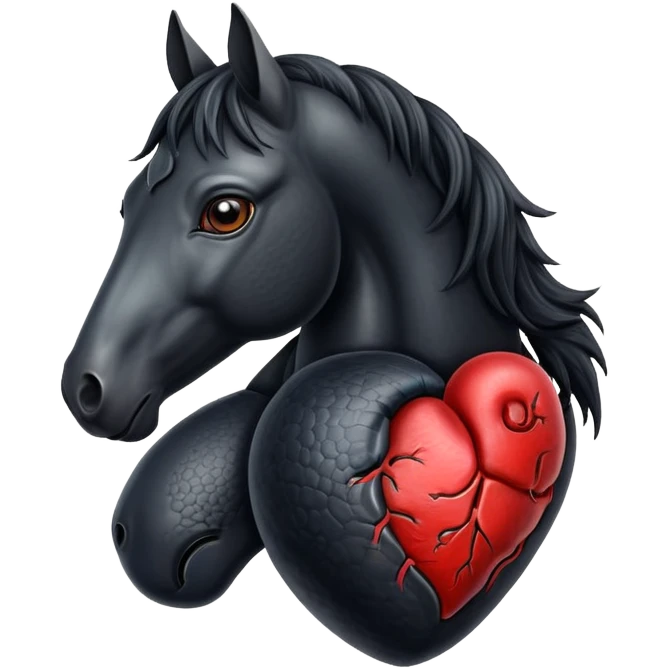 Black horse skin heart emoji