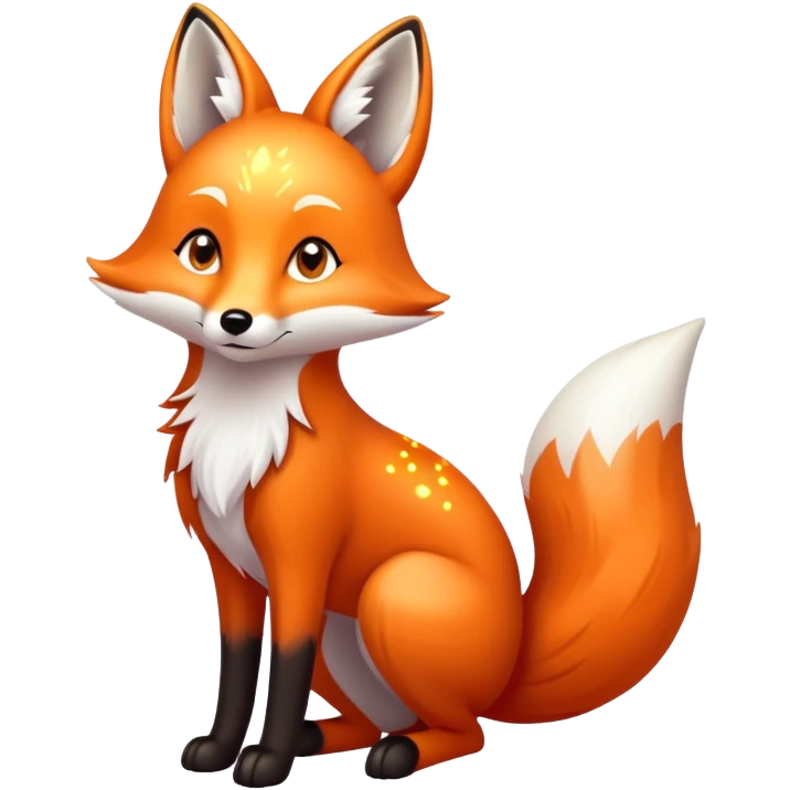 Mystical fox with three glowing tails and starry eyes emoji