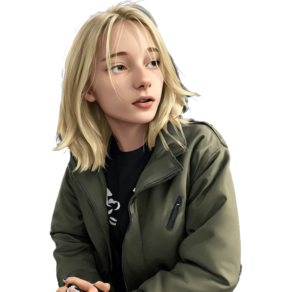 blonde girl in jacket emoji