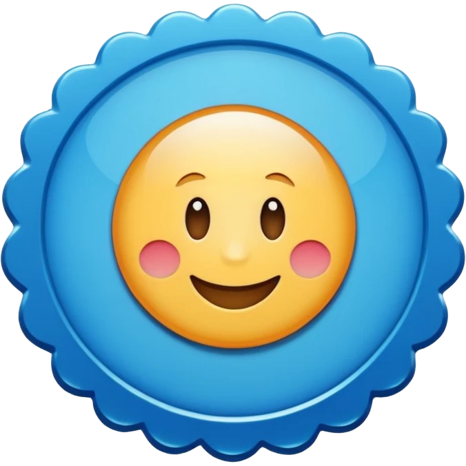 A blue scalloped circle with a verified thing emoji