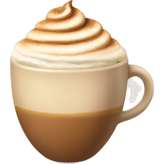 cozy cappucino in beige cup with cream and cinnamon on top emoji