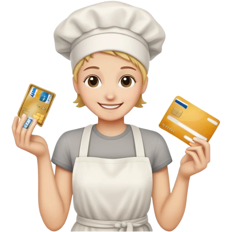 Happy emoji with creditcard in hand and a pile of flour emoji