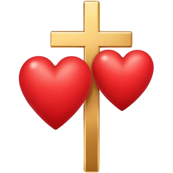 Two red hearts united by a gold cross  emoji
