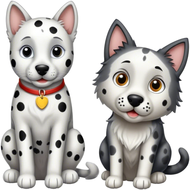 Dalmatian, gray cat and Belgium shepherd  emoji
