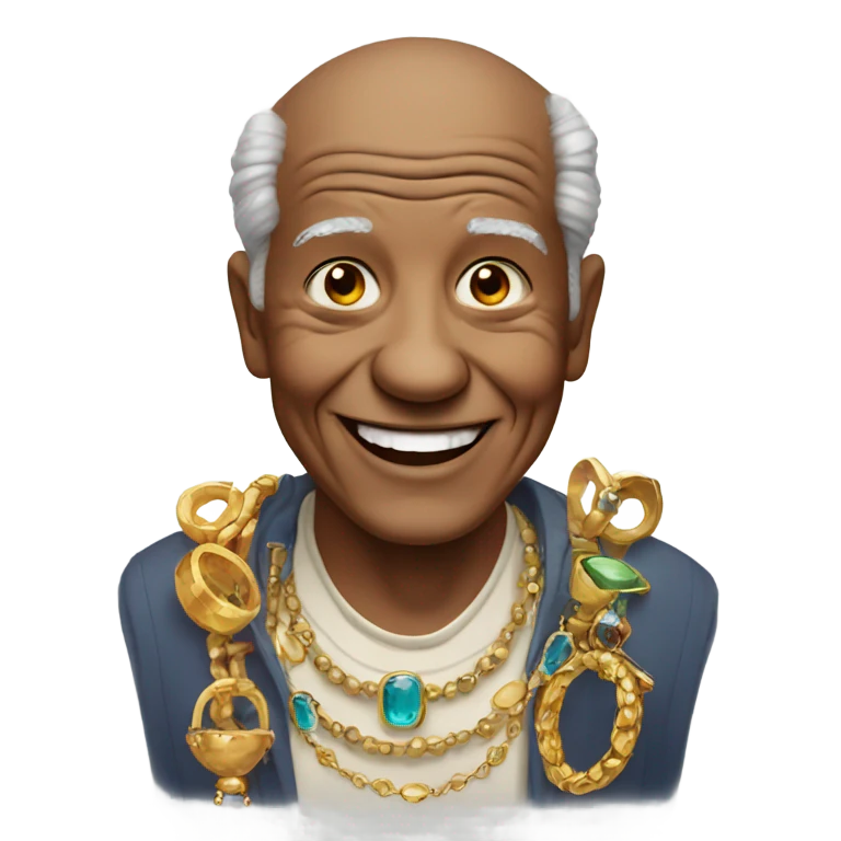 smiling old man with jewelry emoji