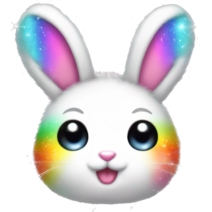 cute kawaii bunny rainbow fur with sparkle emoji