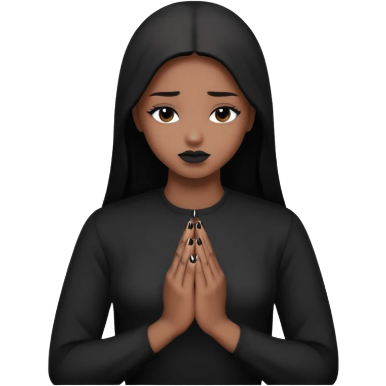 Praying emoji with black sleeves and nails emoji