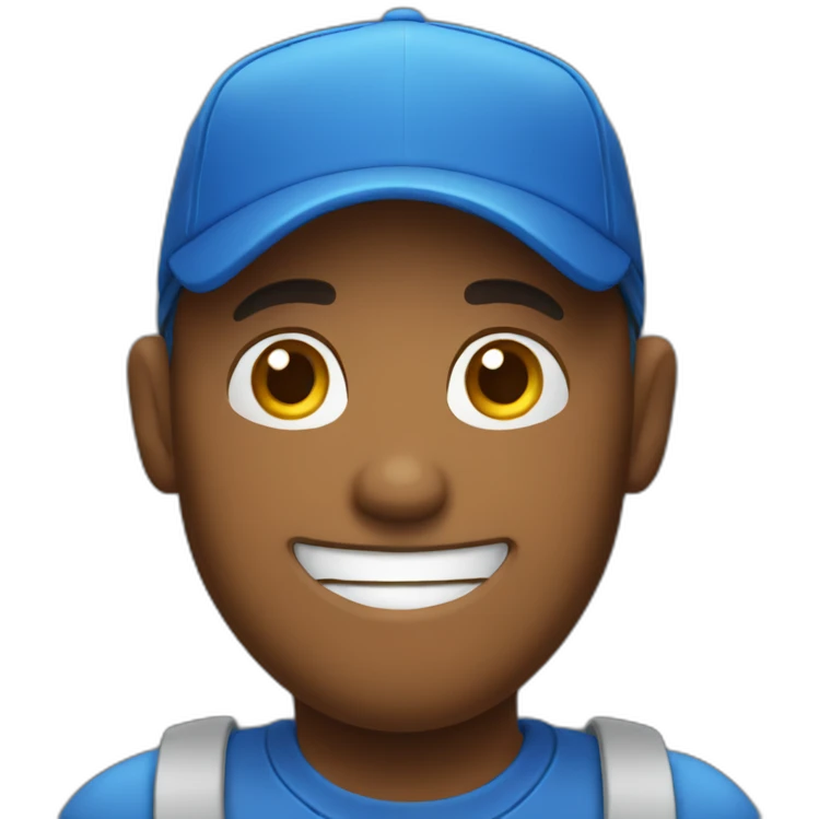 a men with a blue cap and shirt with the thumb up emoji