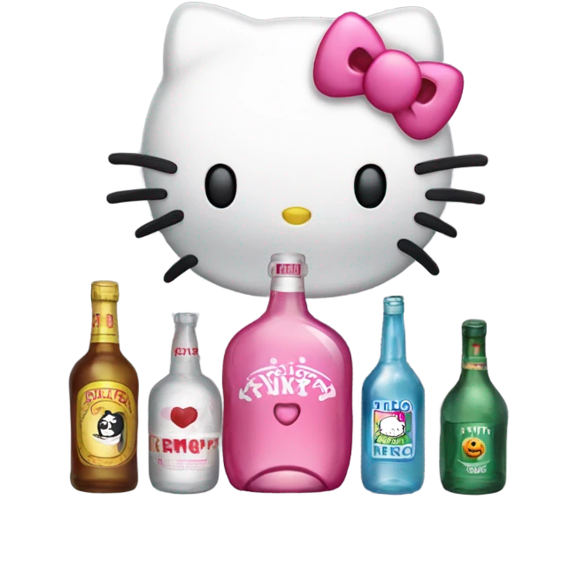 Hello kitty depressed tears with alcohol hello kitty emoji