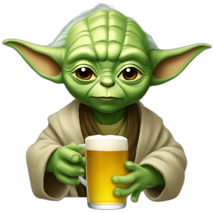 Yoda drink a beer emoji