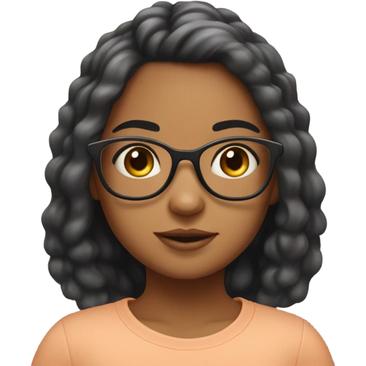 caramel skin girl with glasses and 2b hair type with a girl with peach skin and staright hair that reaches to her chest area emoji