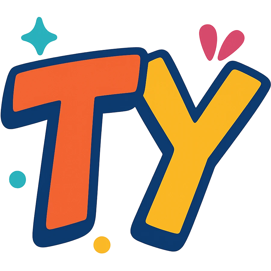 big, bold TY letters in a fun, expressive style, colorful and easy to read, perfect for Slack reaction emoji emoji