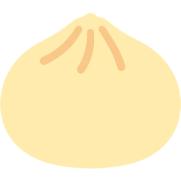baozi, Chinese steamed bun with pleated top, color icon emoji