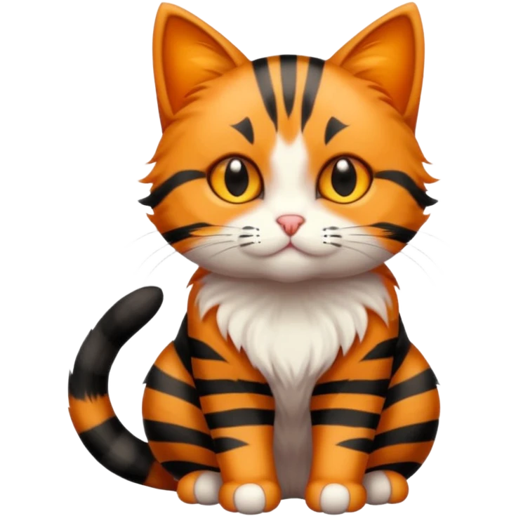 small black and orange cat. amber eyes. full body.  emoji