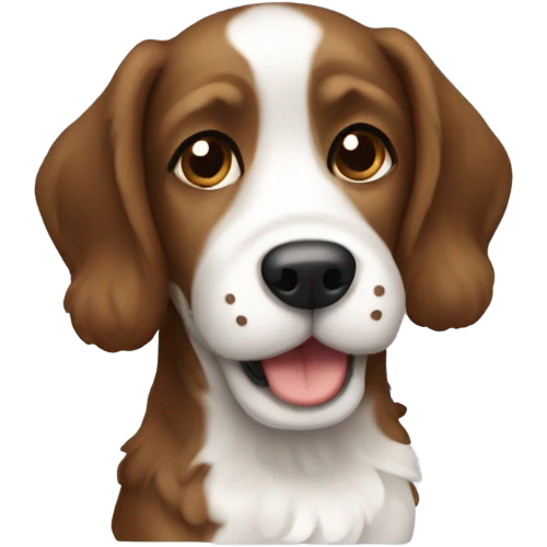 Brown and white doodle dog emoji