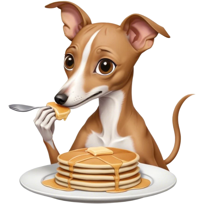 Italian greyhound eating pancakes emoji