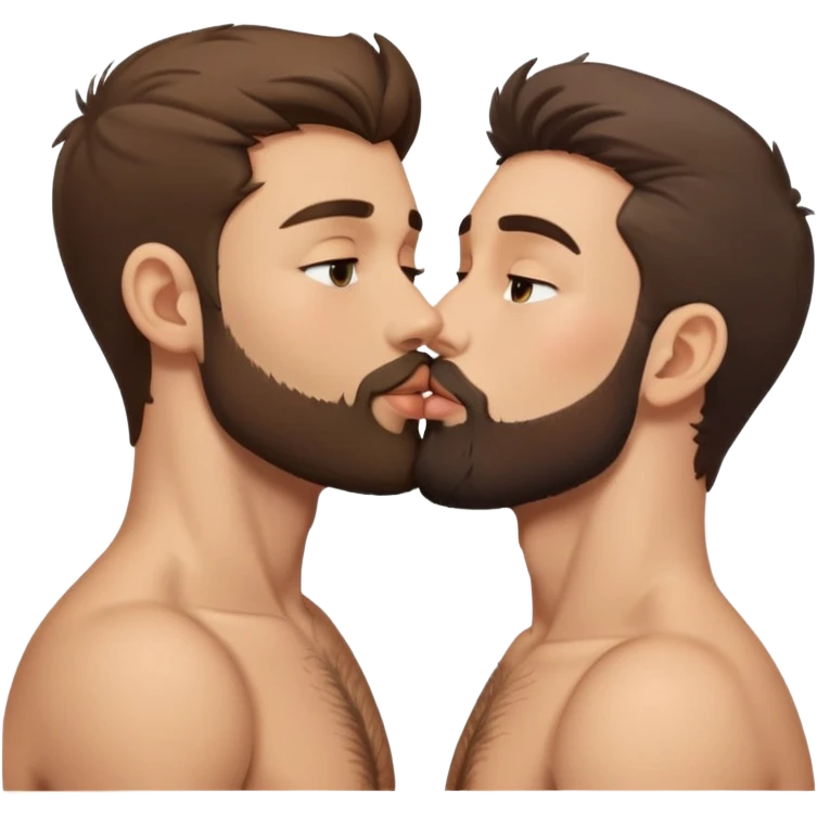 sexy-pose-fit-beard-brunette-caucasian-bear-twink-gay-men-kissing emoji