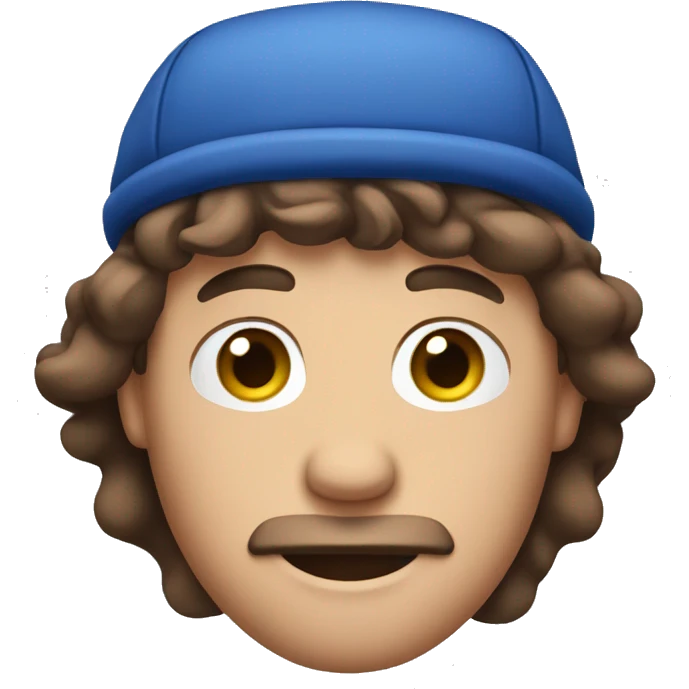 man with brown hair with a blue sleepy hat on  emoji