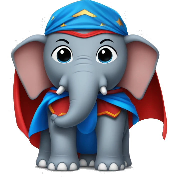 Elephant super-hero blue and red with a cape emoji