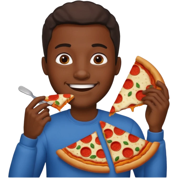 black man eating pizza  emoji