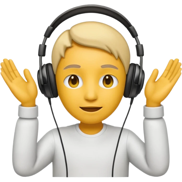 emoji with head phone holding both hands listening  emoji