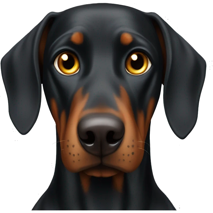 Grown Doberman with cat eyes emoji