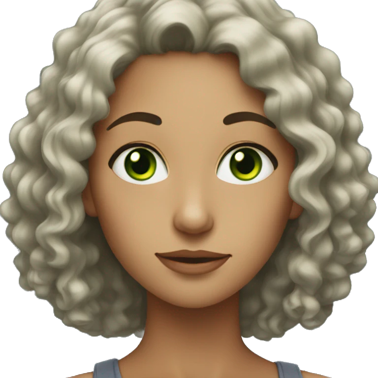 woman with curly black hair and green eyes emoji