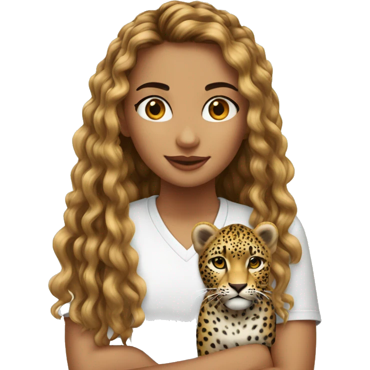 Ragazza capelli castani e leopardo emoji