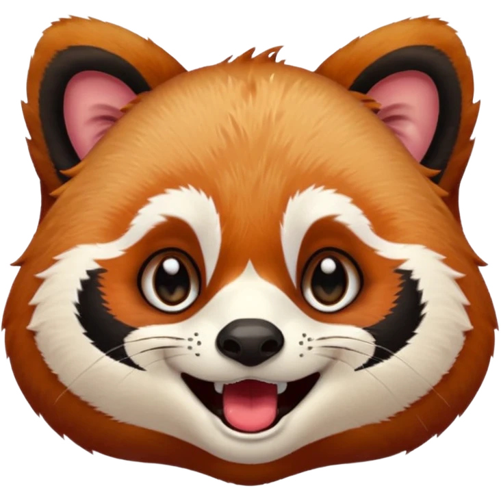 only the face of a red panda laughing emoji style with the laughing tears  emoji