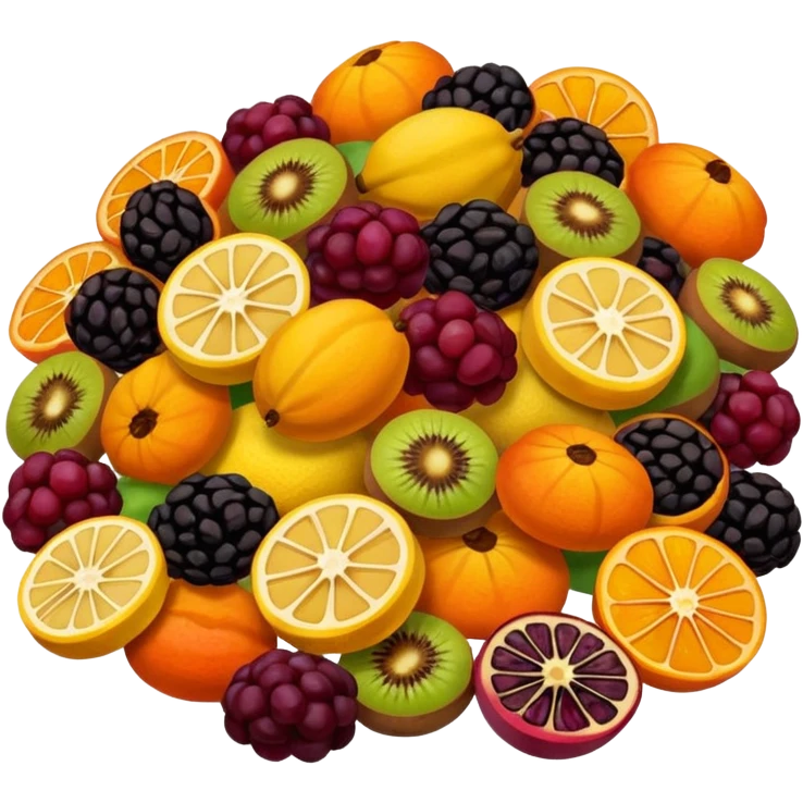 a pile of colorful dried fruit, simple, clear emoji