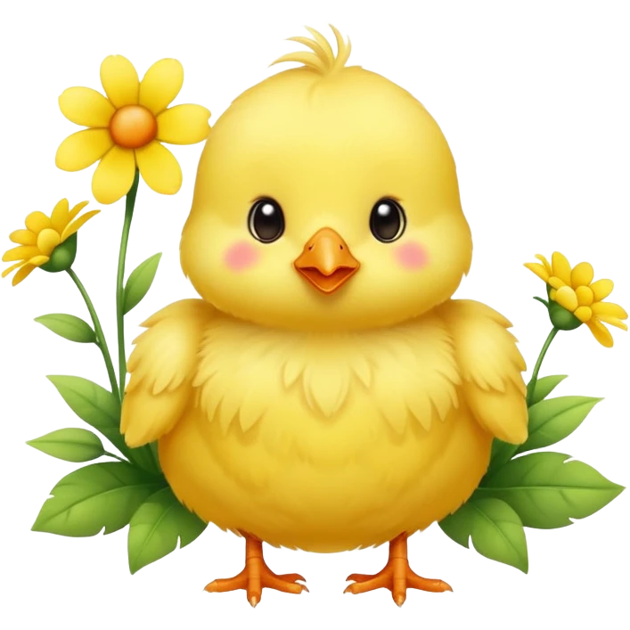 Little cute chick with flowers  emoji