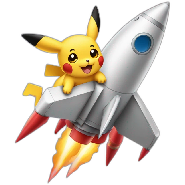 pickachu with mickey ears on a rocket ship emoji