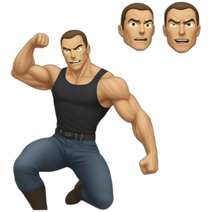 Anime-jean-claude-vandamme-kick --no glasses emoji