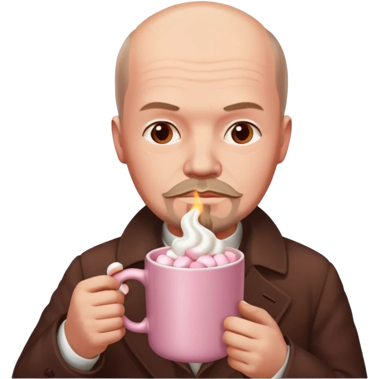 Lenin hold  Light Pink mug of hot chocolate with marshmallows  emoji