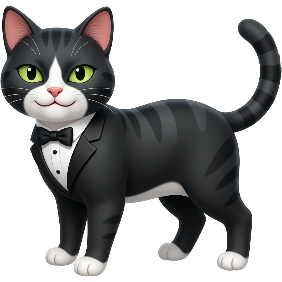 Black and white cat with a devious expression emoji