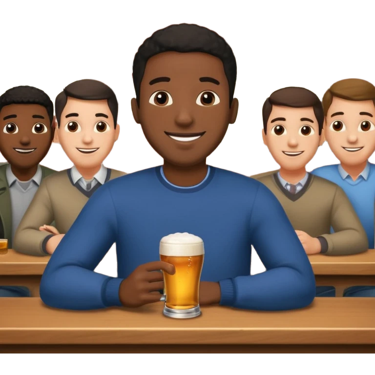 Black man watching friends play pub g emoji