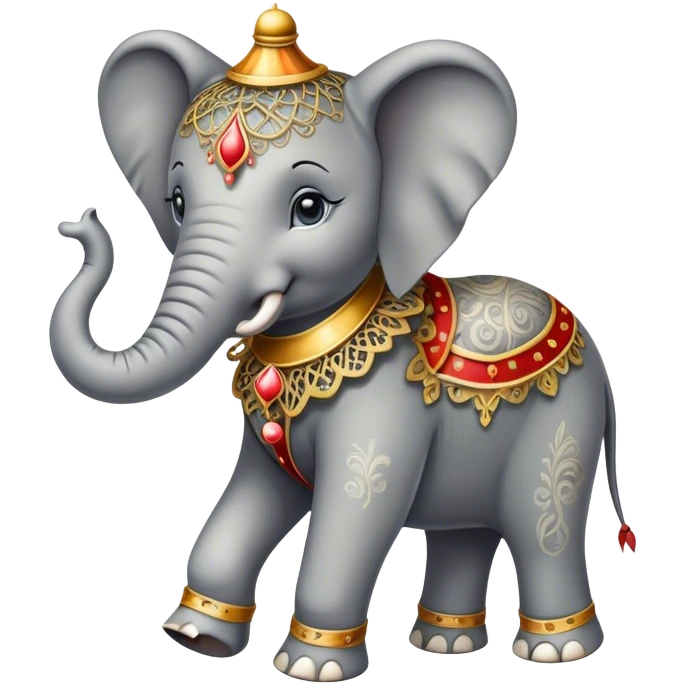 Vintage circus elephant wearing filigree emoji