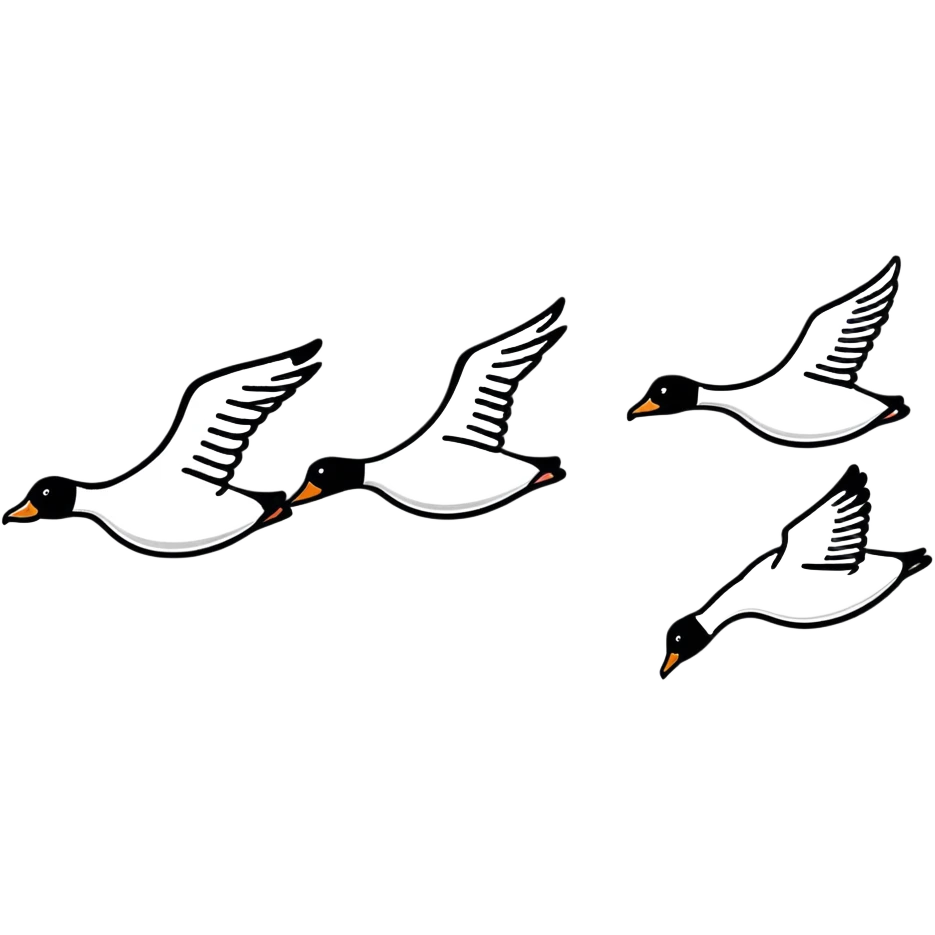 small Canadian geese flying in a classic V formation, lead goose at the right, easily identifiable as Canadian geese, for encouragement emoji