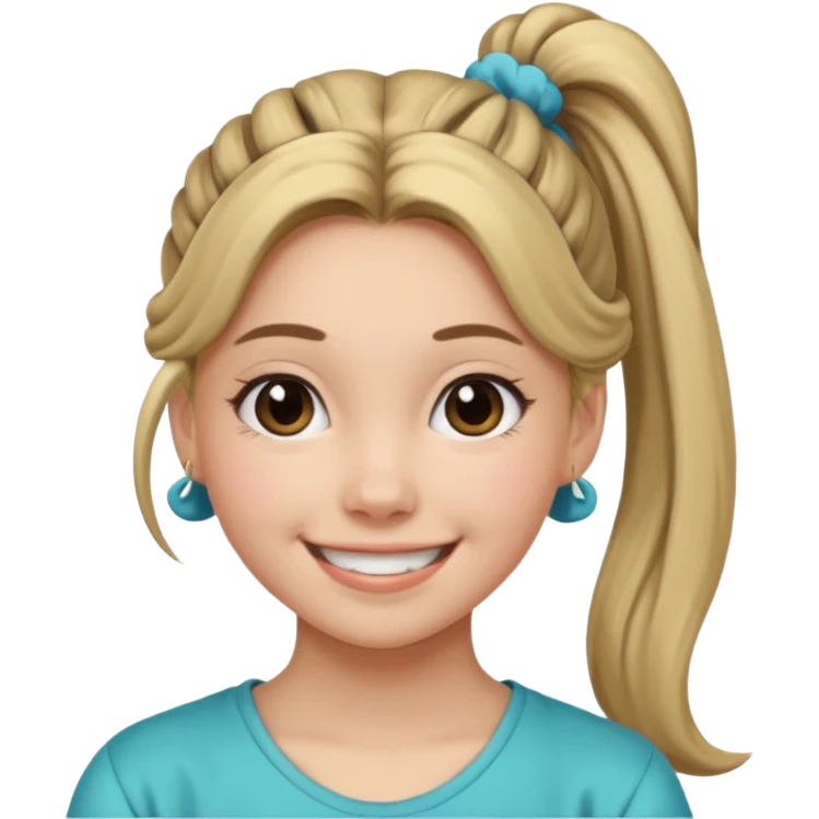 Teen girl with scrunchie ponytail emoji