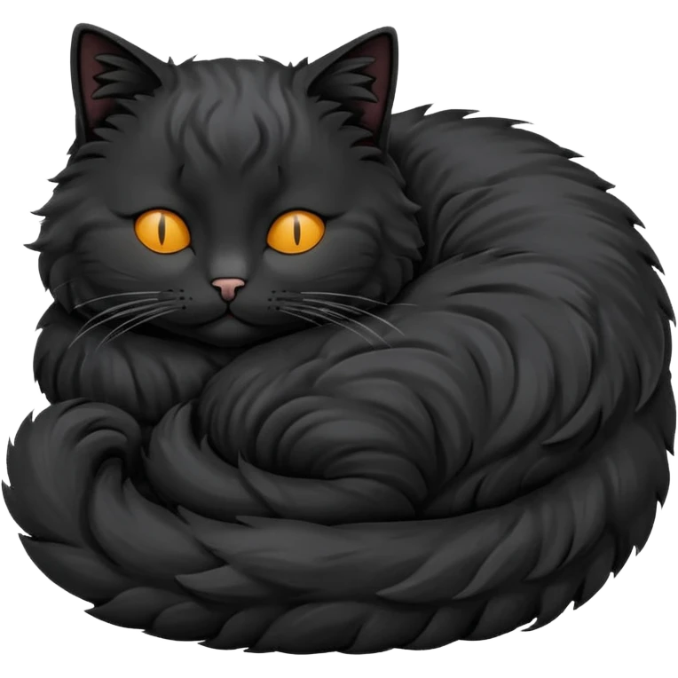 Curled Sleeping Cat black emoji