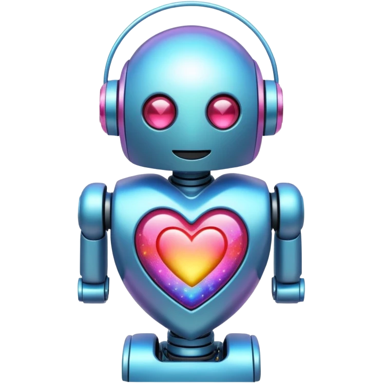 A robot inside of a sparkling psychedelic Heart emoji emoji
