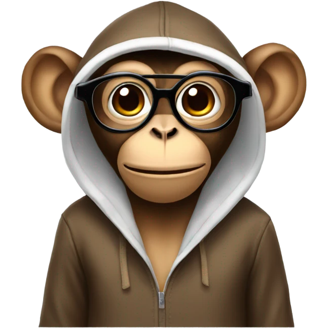 Monkey wearing hoodie and hair bow and glasses emoji