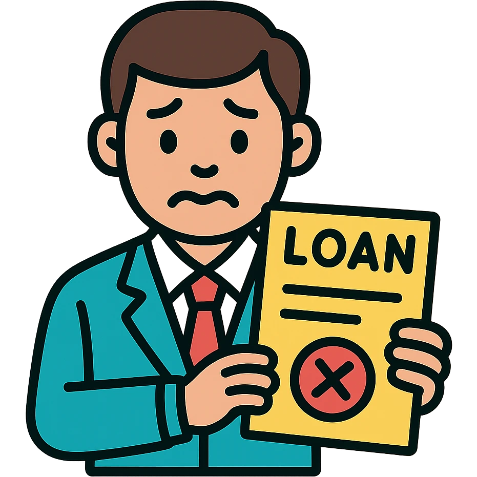 man committing loan perjury, looking nervous, holding fake documents emoji