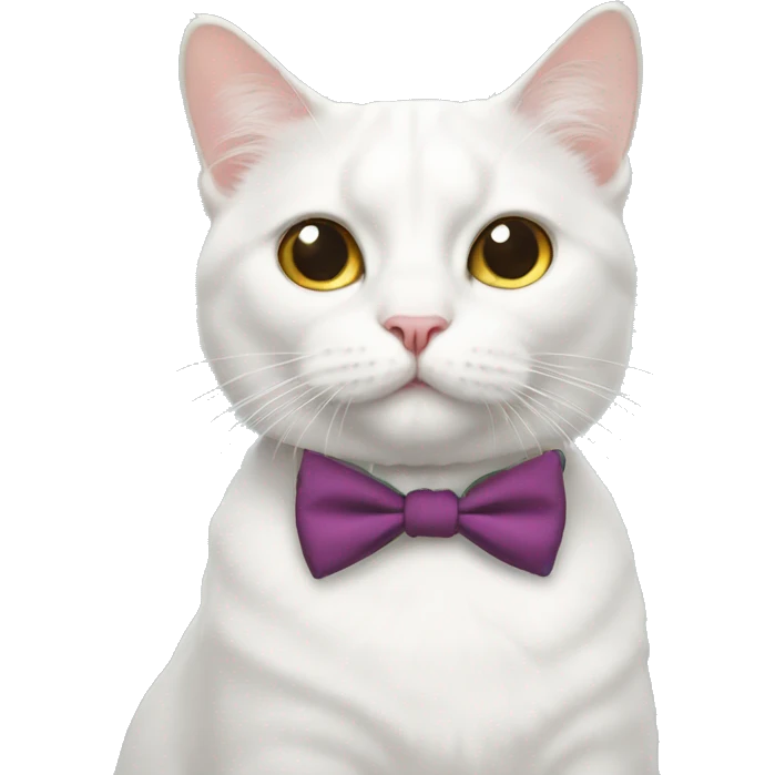 White cat with a Bow tie emoji