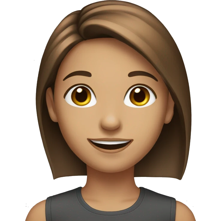 smiling girl, brown straight hair with earrings emoji